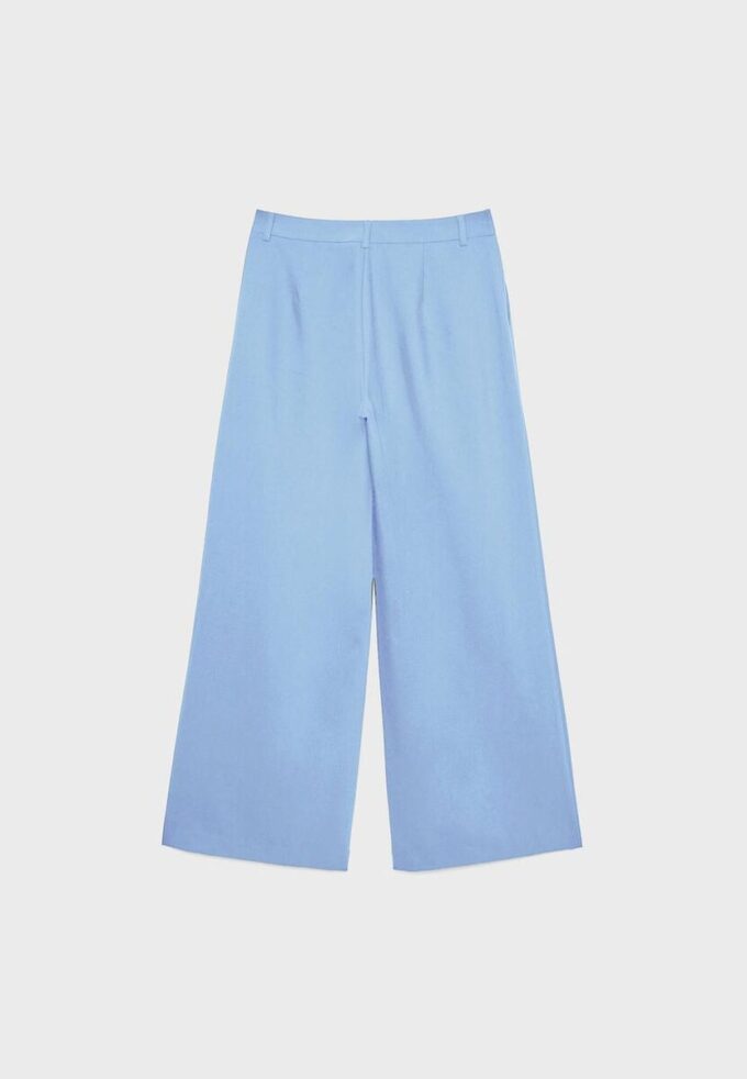 Casual Striped Smart Trousers with Crossover Waist