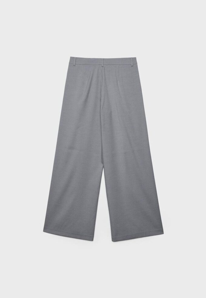 Casual Striped Smart Trousers with Crossover Waist