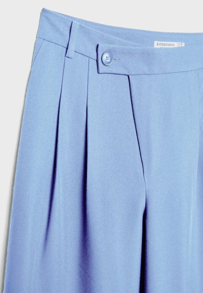 Casual Striped Smart Trousers with Crossover Waist