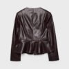 Collarless Leather Effect Peplum Blazer Collarless Leather Effect Peplum Blazer