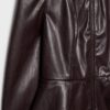 Collarless Leather Effect Peplum Blazer Collarless Leather Effect Peplum Blazer