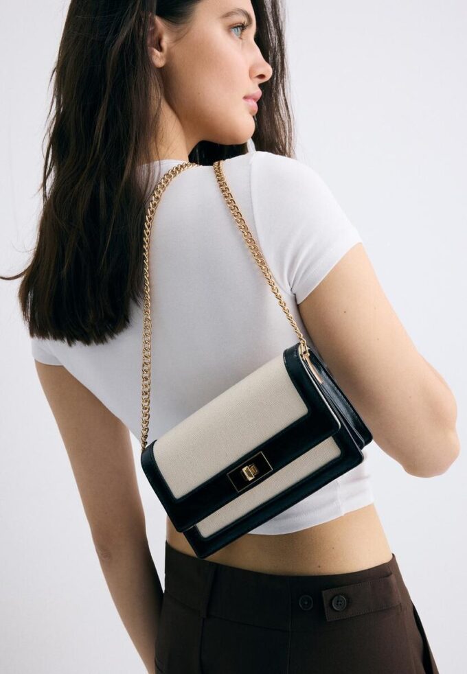 Contrast Canvas Crossbody Bag
