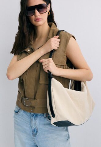 Contrast Canvas Shoulder Bag