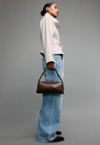 Contrast Shoulder Bag with Double Handle