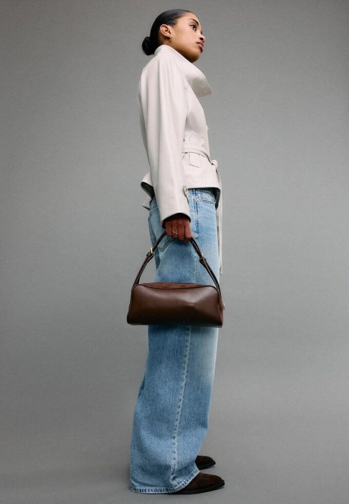 Contrast Shoulder Bag with Double Handle
