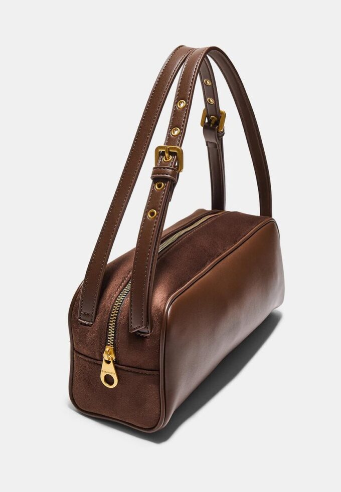 Contrast Shoulder Bag with Double Handle