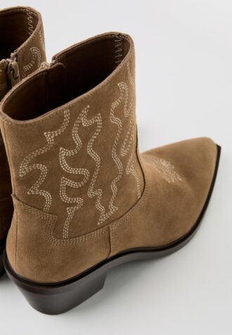 Cowboy Heeled Leather Ankle Boots