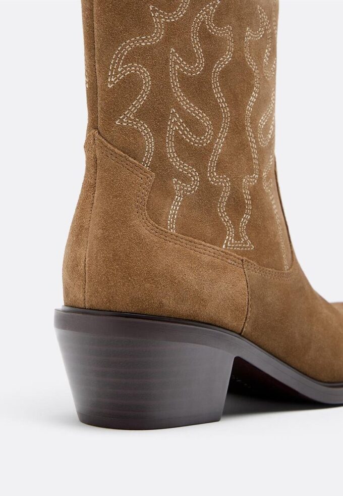 Cowboy Heeled Leather Ankle Boots