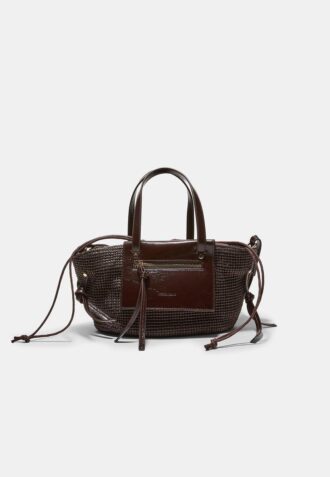 Crochet-Effect Basket Crossbody Bag