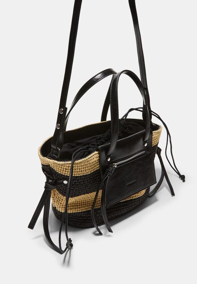 Crochet-Effect Basket Crossbody Bag