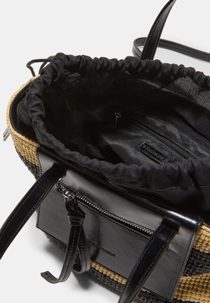 Crochet-Effect Basket Crossbody Bag
