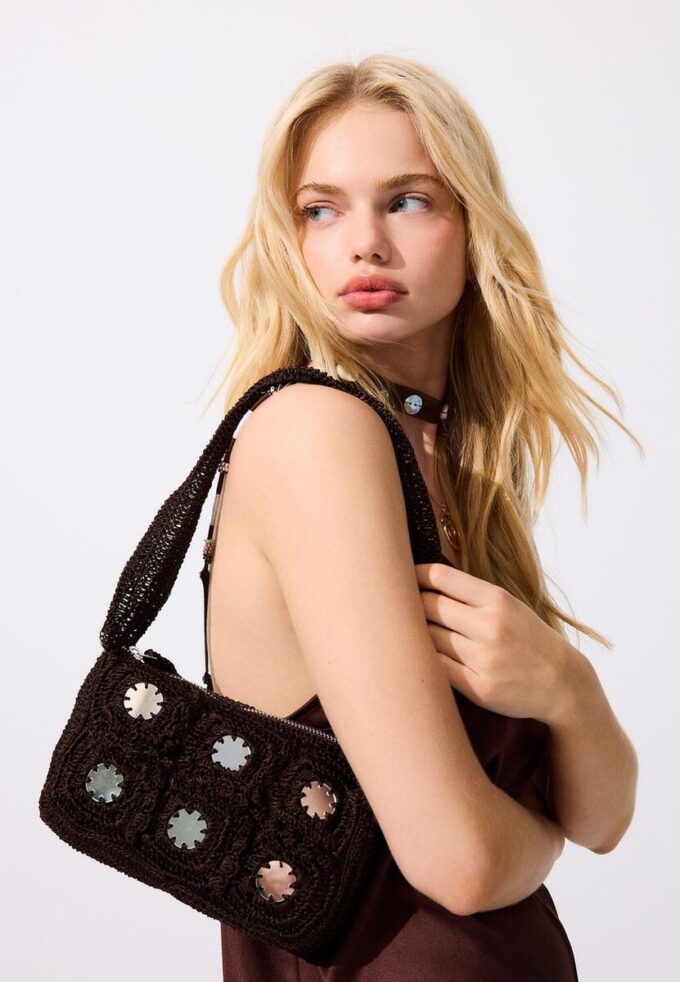 Crochet Shoulder Bag with Mirrors Crochet Shoulder Bag with Mirrors