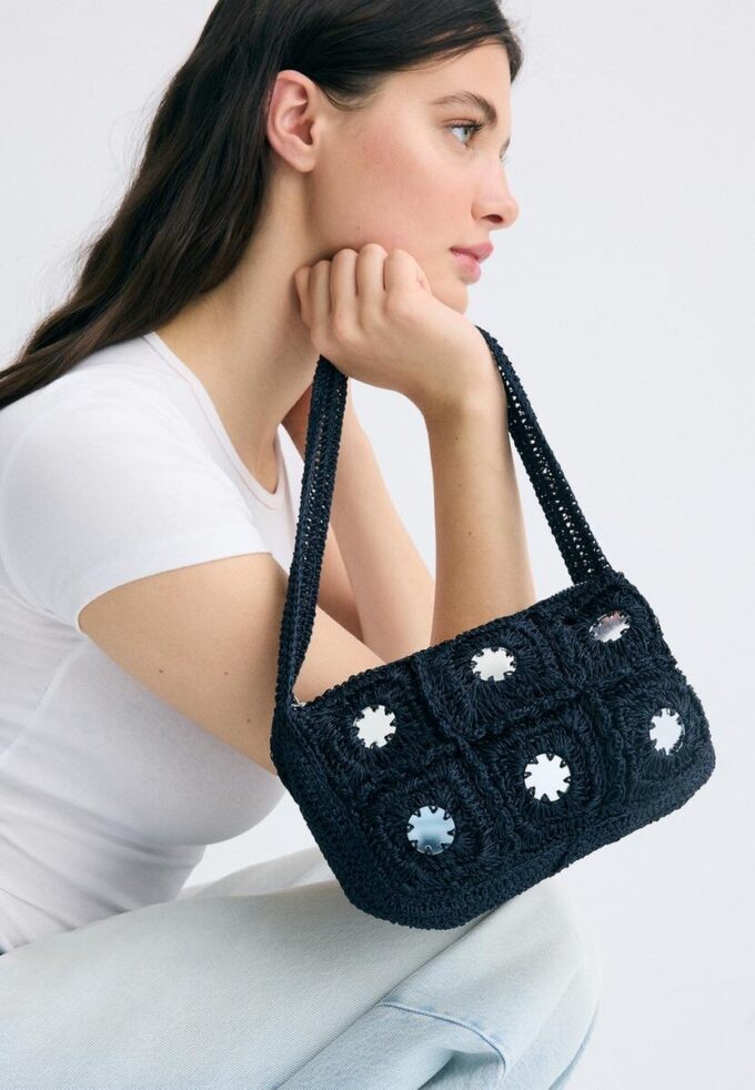 Crochet Shoulder Bag with Mirrors Crochet Shoulder Bag with Mirrors