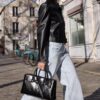 Crop Leather Effect Blazer