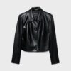 Crop Leather Effect Blazer