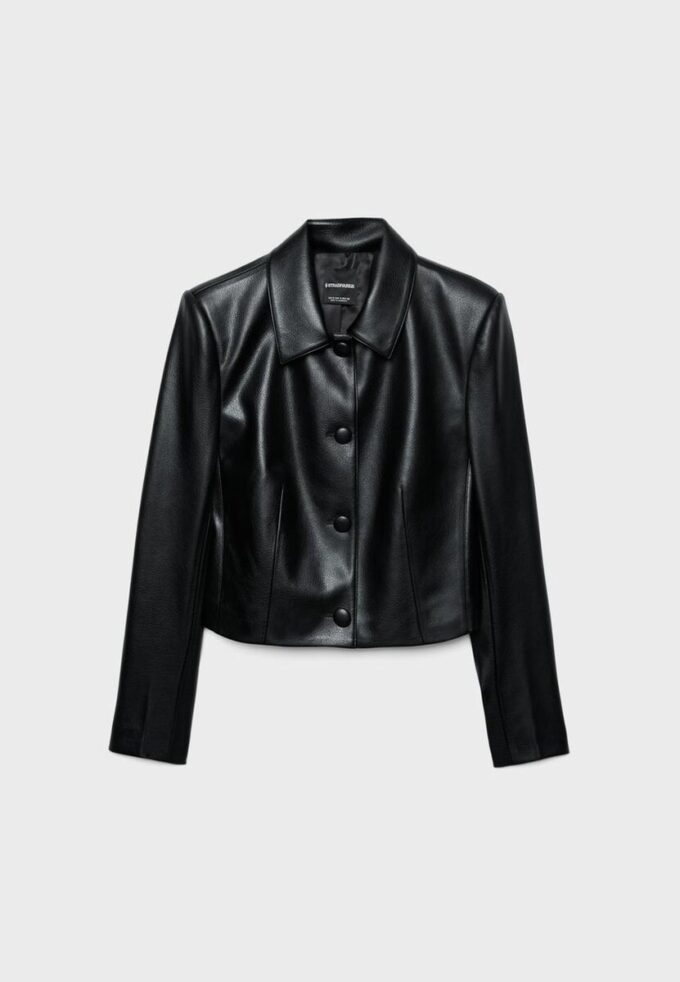 Crop Leather Effect Blazer