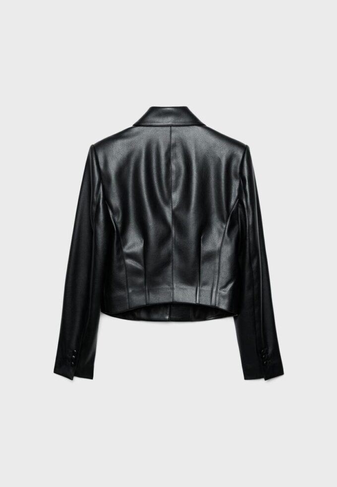 Crop Leather Effect Blazer