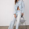 Cropped Denim Overshirt with Studs