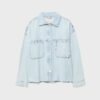 Cropped Denim Overshirt with Studs