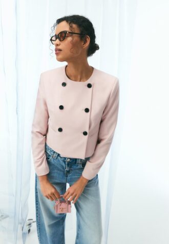 Cropped Round Neck Blazer