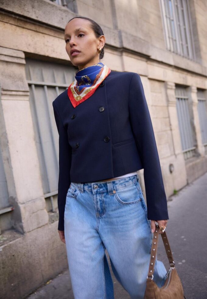 Cropped Round Neck Blazer Cropped Round Neck Blazer