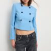 Cropped Round Neck Blazer