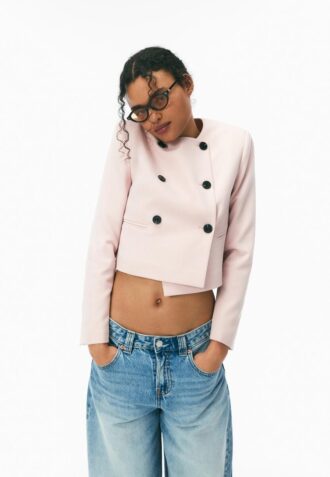 Cropped Round Neck Blazer