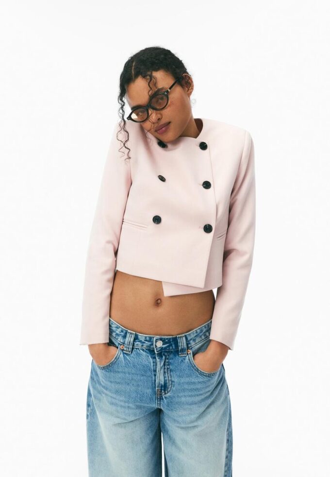 Cropped Round Neck Blazer