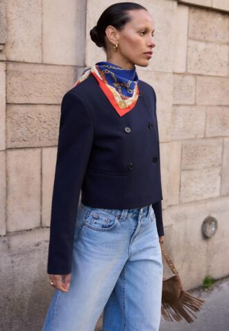 Cropped Round Neck Blazer