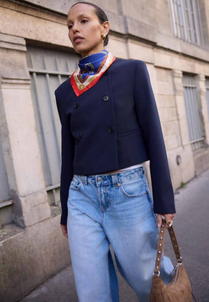 Cropped Round Neck Blazer Cropped Round Neck Blazer