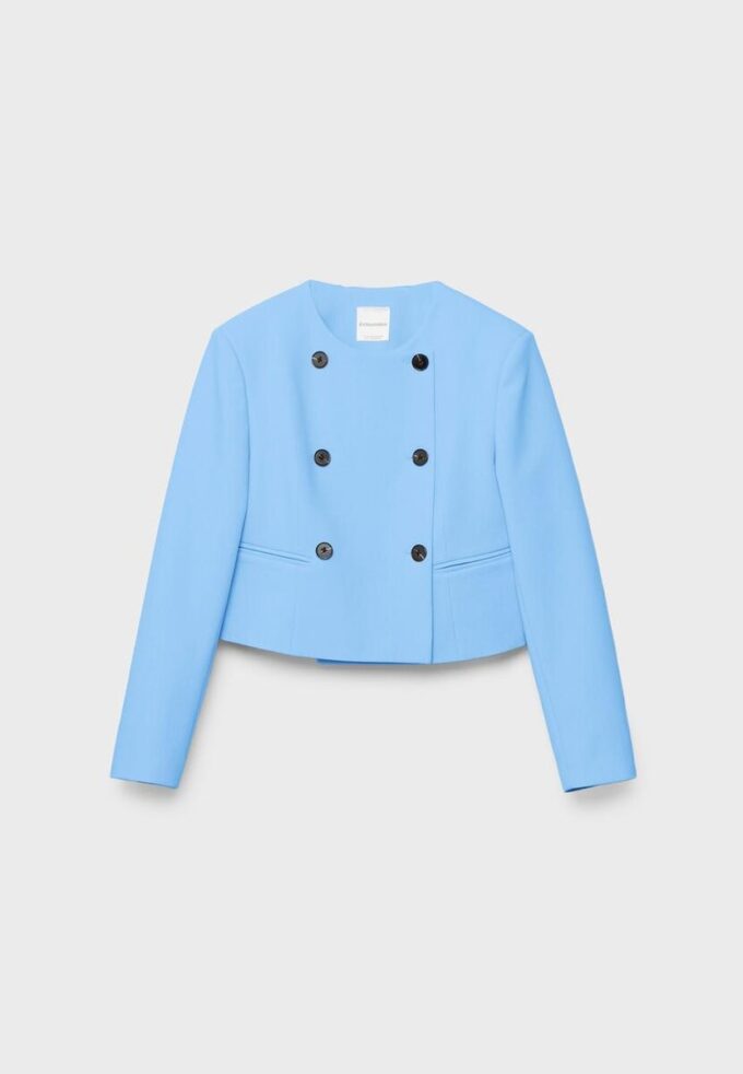 Cropped Round Neck Blazer