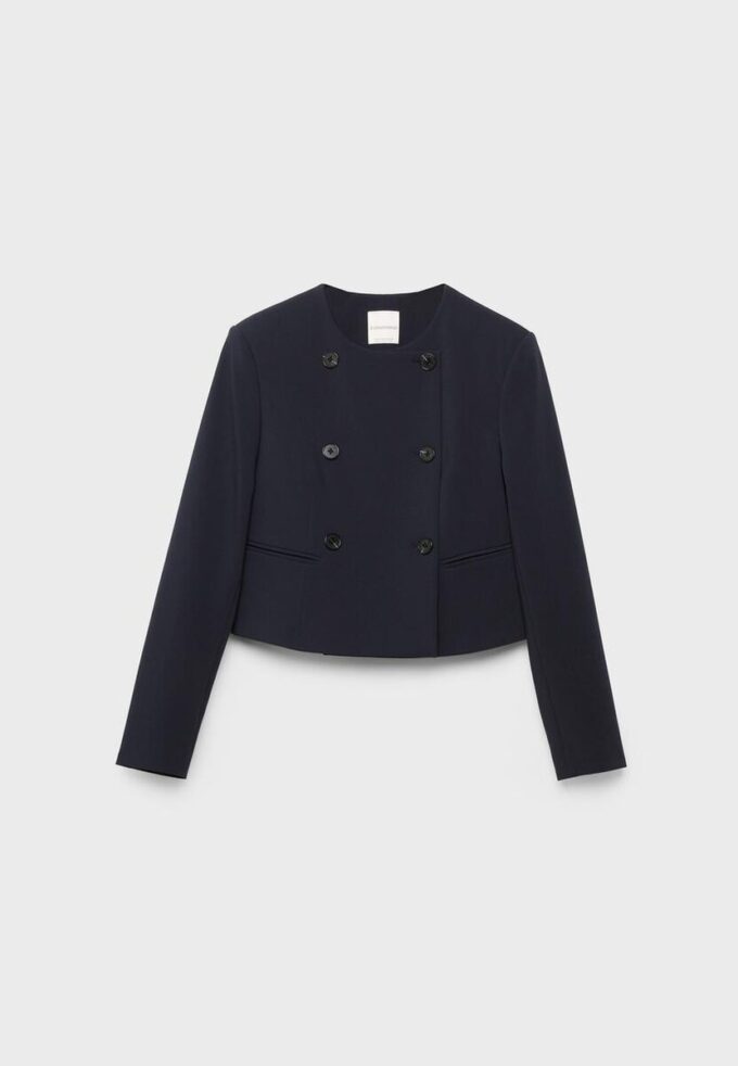 Cropped Round Neck Blazer Cropped Round Neck Blazer