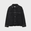 Cropped Studded Denim Overshirt