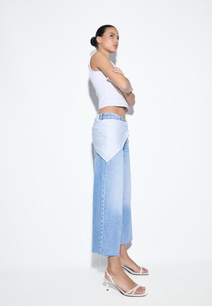 Culotte Jeans with Scarf Detail