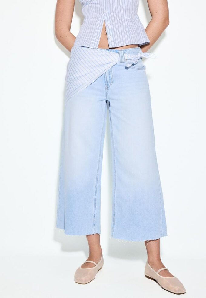 Culotte Jeans with Scarf Detail Culotte Jeans with Scarf Detail