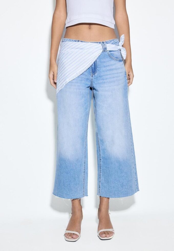 Culotte Jeans with Scarf Detail