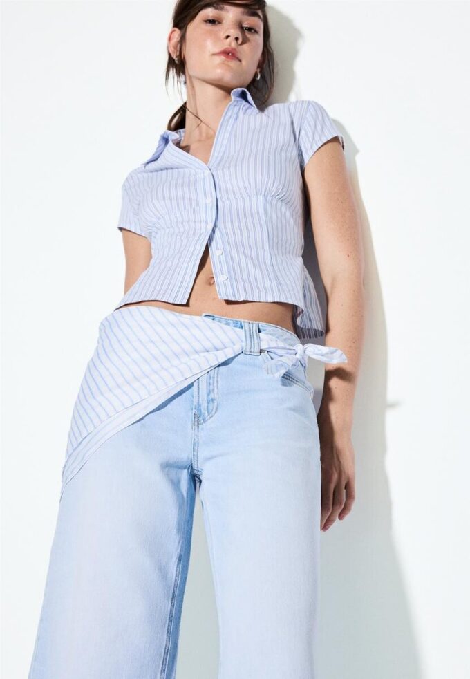 Culotte Jeans with Scarf Detail Culotte Jeans with Scarf Detail
