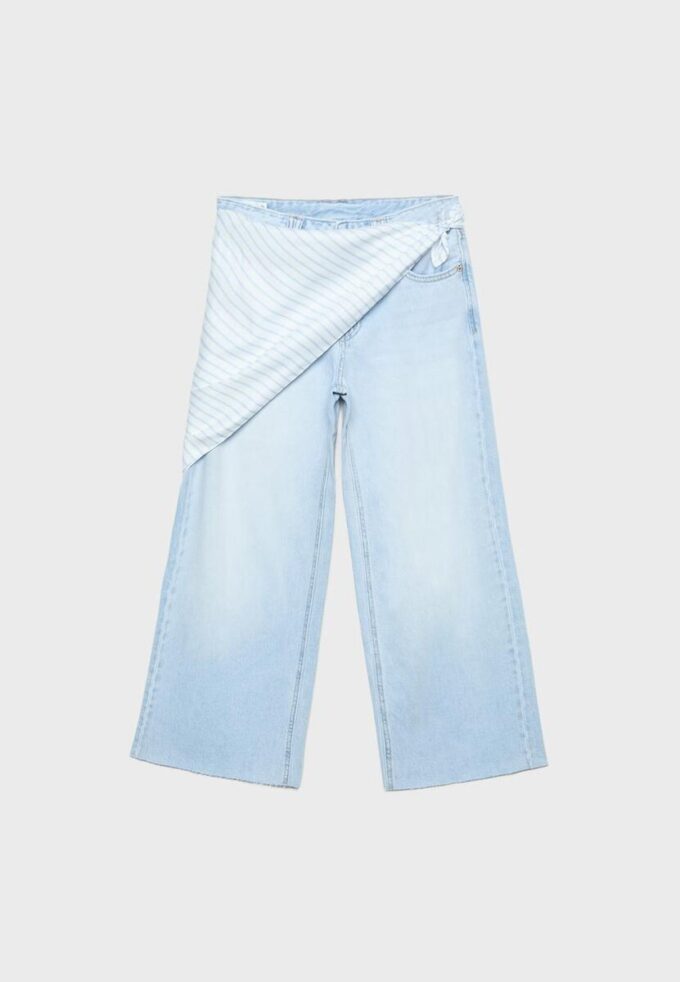 Culotte Jeans with Scarf Detail Culotte Jeans with Scarf Detail