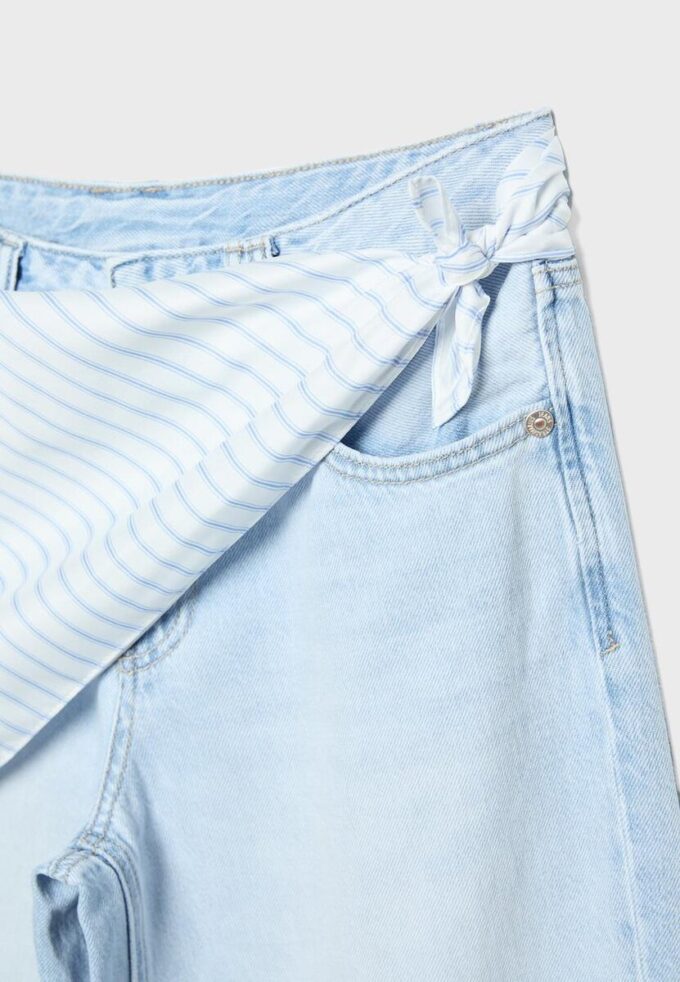 Culotte Jeans with Scarf Detail Culotte Jeans with Scarf Detail
