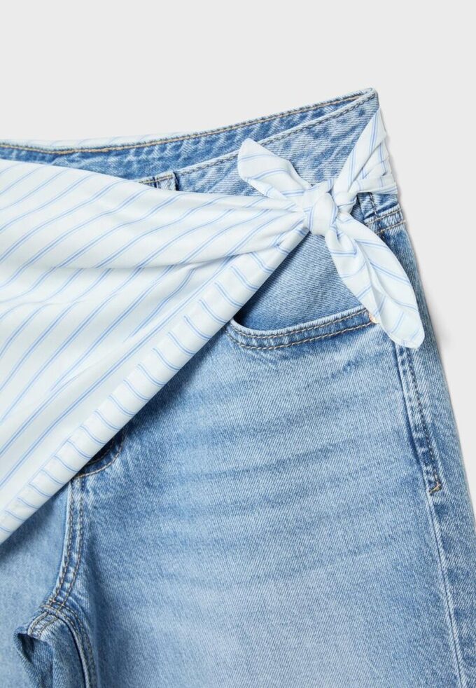 Culotte Jeans with Scarf Detail