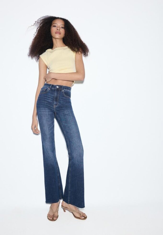 D74 Flared Jeans with Slit