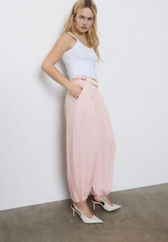 Darted Sarouel Trousers with Buckle