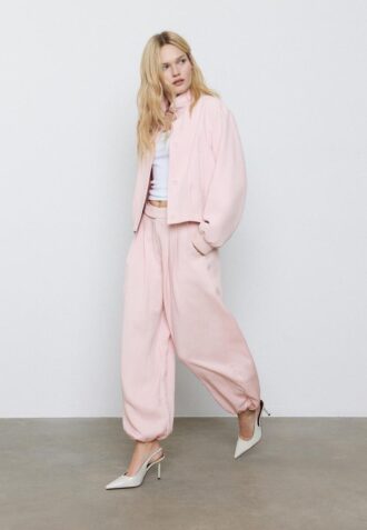 Darted Sarouel Trousers with Buckle