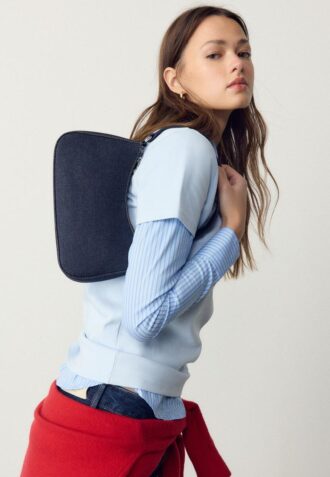 Denim Half-Moon Shoulder Bag