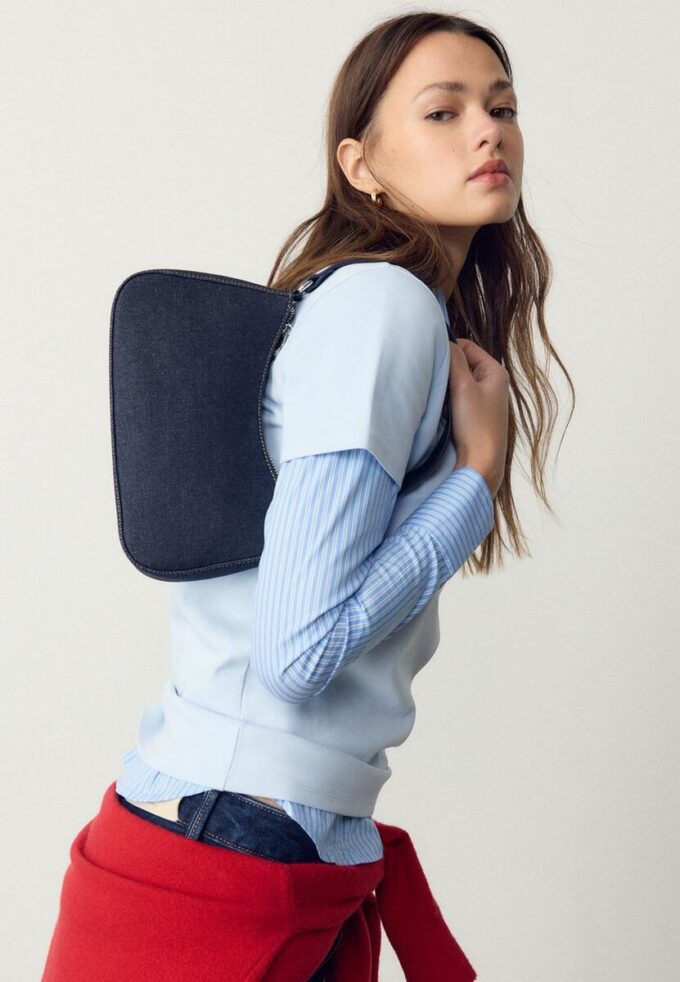 Denim Half-Moon Shoulder Bag