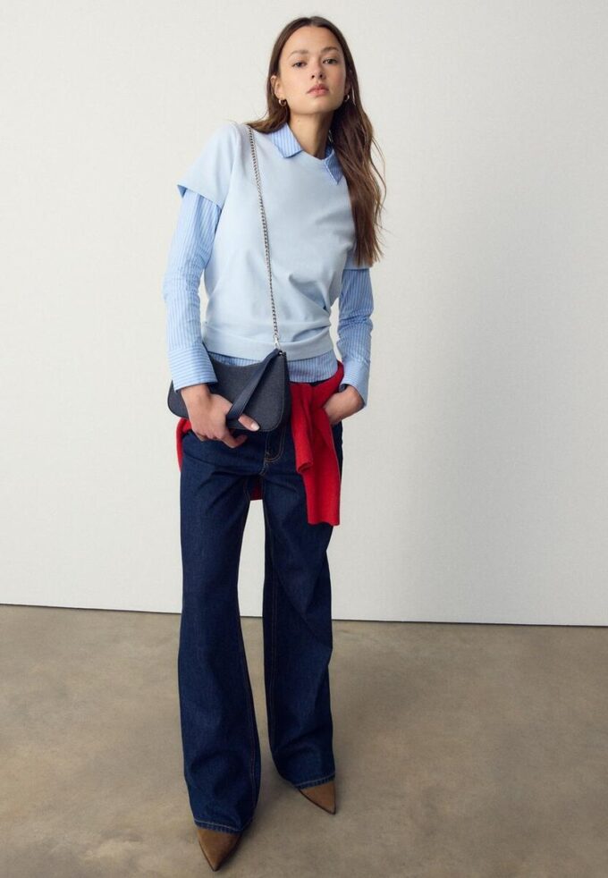 Denim Half-Moon Shoulder Bag