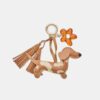 Dog and Flower Charm Keyring