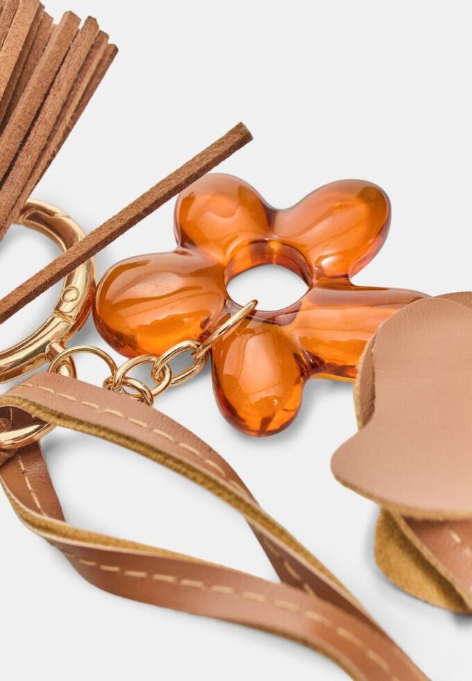 Dog and Flower Charm Keyring