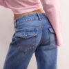Double Metal Button Straight-Leg Jeans Double Metal Button Straight-Leg Jeans