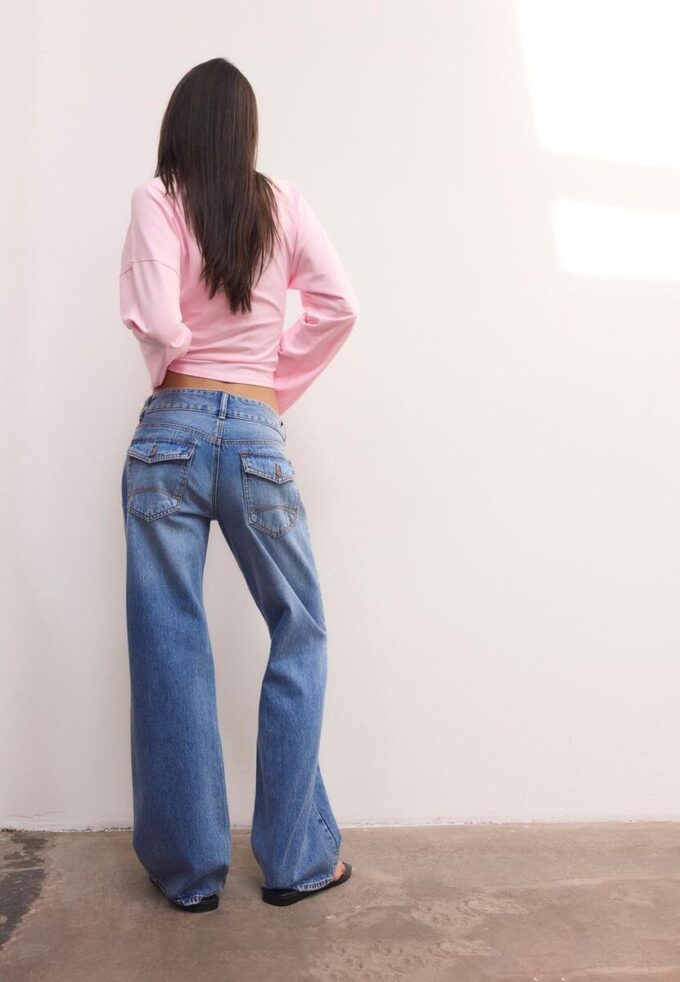 Double Metal Button Straight-Leg Jeans Double Metal Button Straight-Leg Jeans